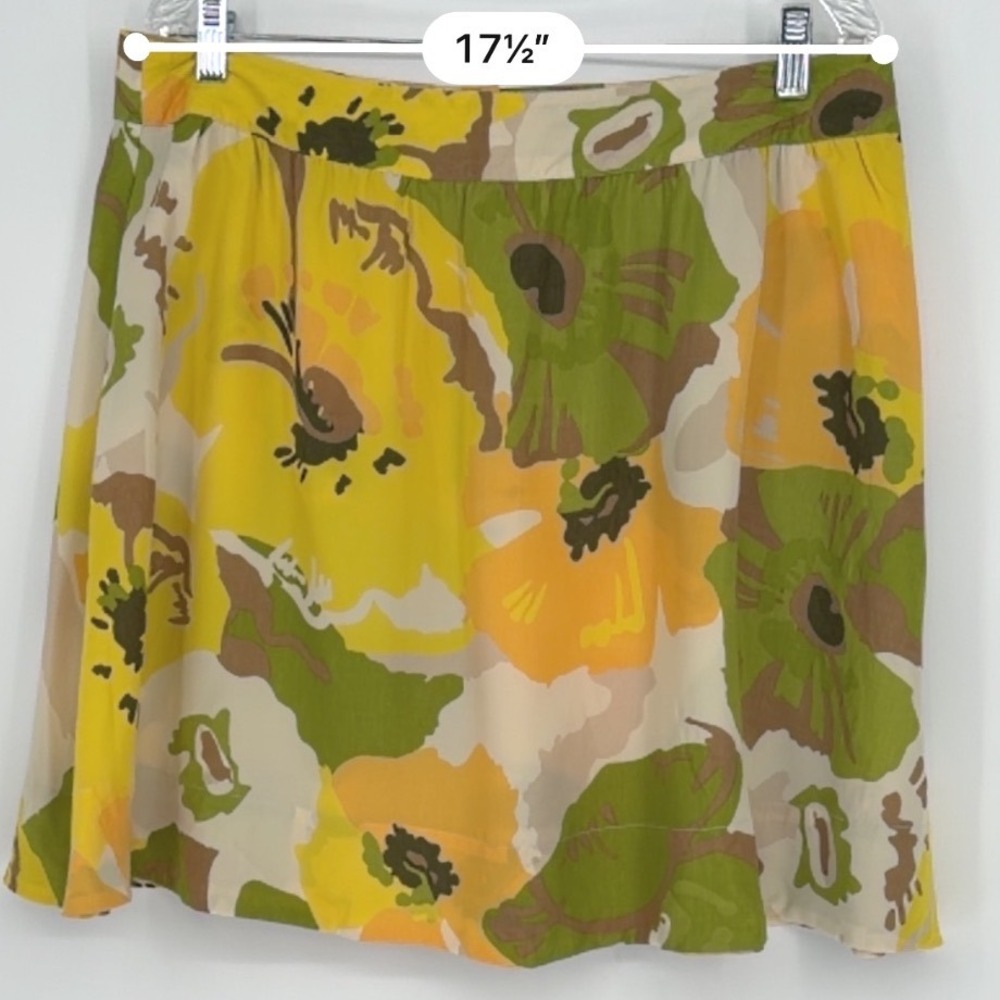 New York & Co Yellow Floral A Line Mini Skirt 12 Resortwear Vacation Chic 100-61 - Picture 4 of 14